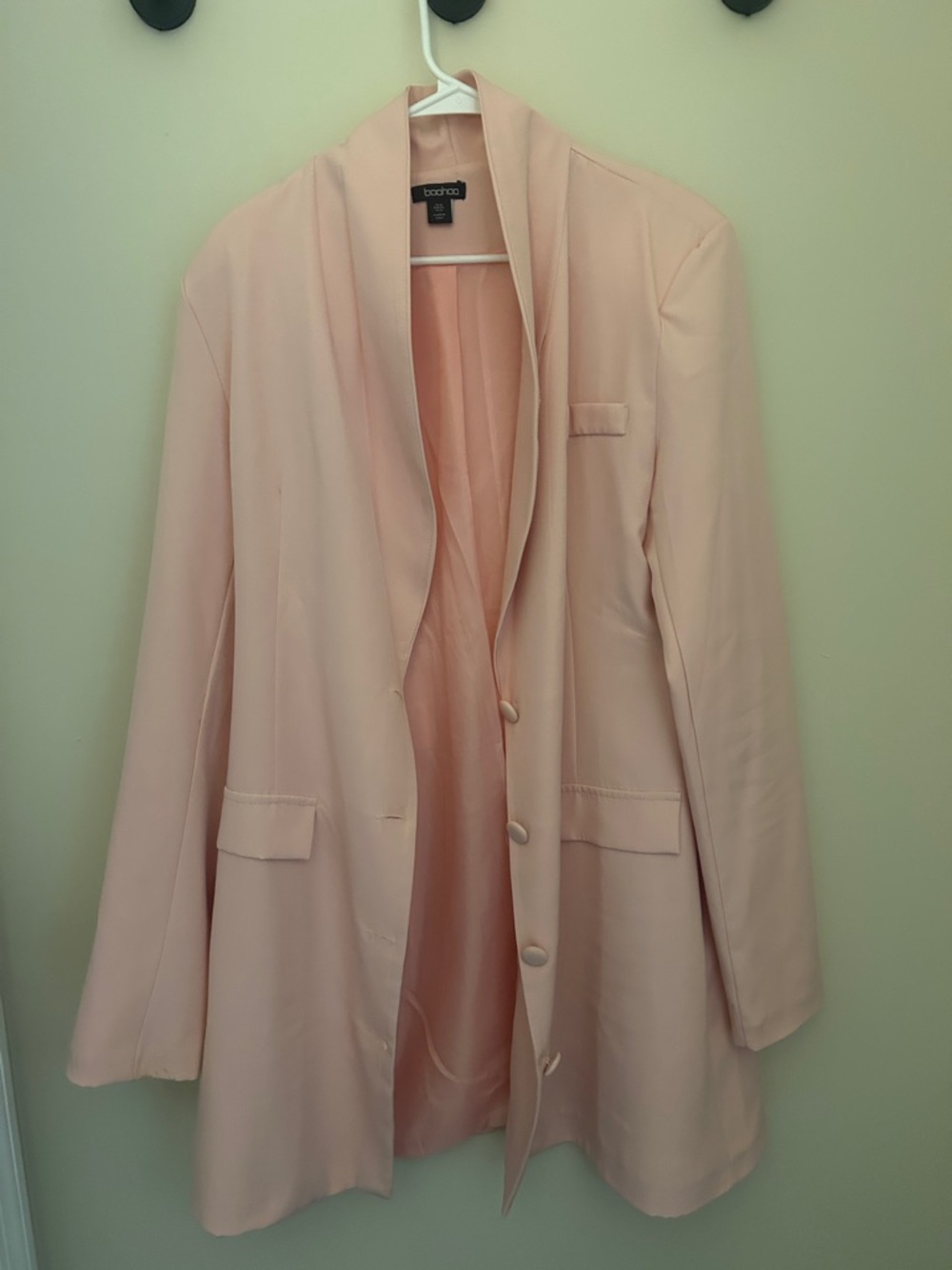 Boohoo Pale Pink Longline Blazer Dress